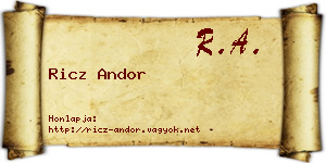 Ricz Andor névjegykártya