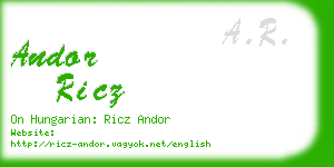 andor ricz business card